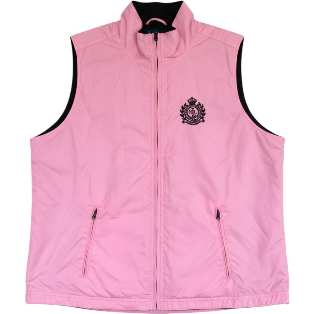 Ralph Lauren Vest Womens XL Pink Full Zip Crest Logo Golf Preppy Lightweight